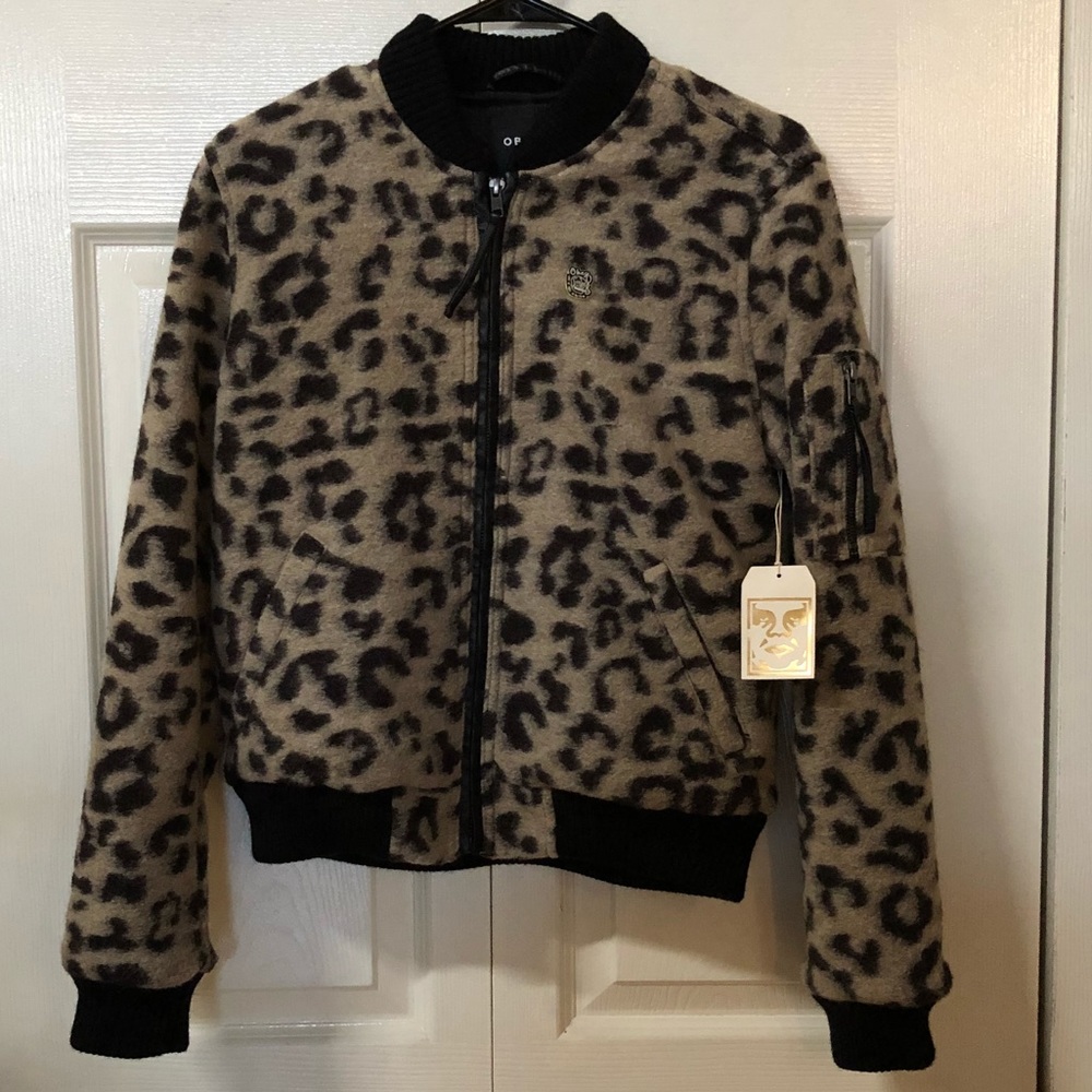 Obey Karina Leopard Bomber Jacket
